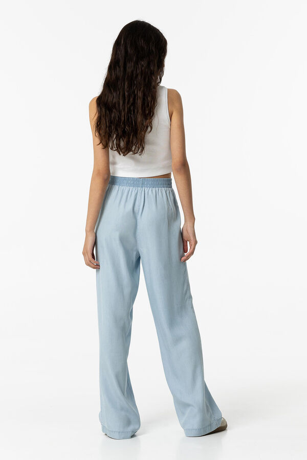 Tiffosi Pantal&oacute;n Culotte Wide Leg Lyocell con Lazo azul