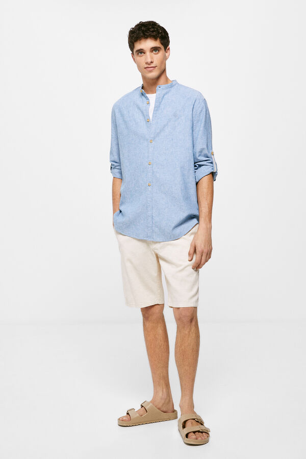 Springfield Camisa lino mao azul