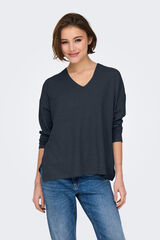 Only Jersey oversized cuello de pico azul