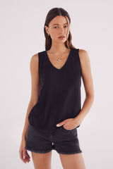 Springfield Camiseta decote com ombros de crochet preto