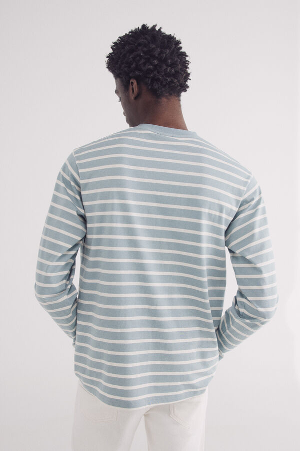 Springfield Camiseta manga manga comprida com listras tecidas azul