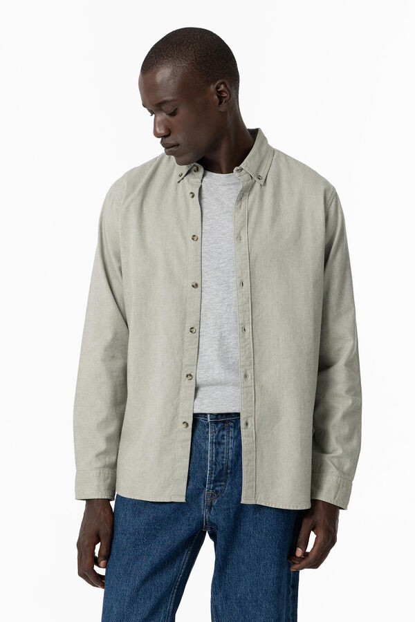 Tiffosi Camisa Slim Fit Efecto Espiga verde