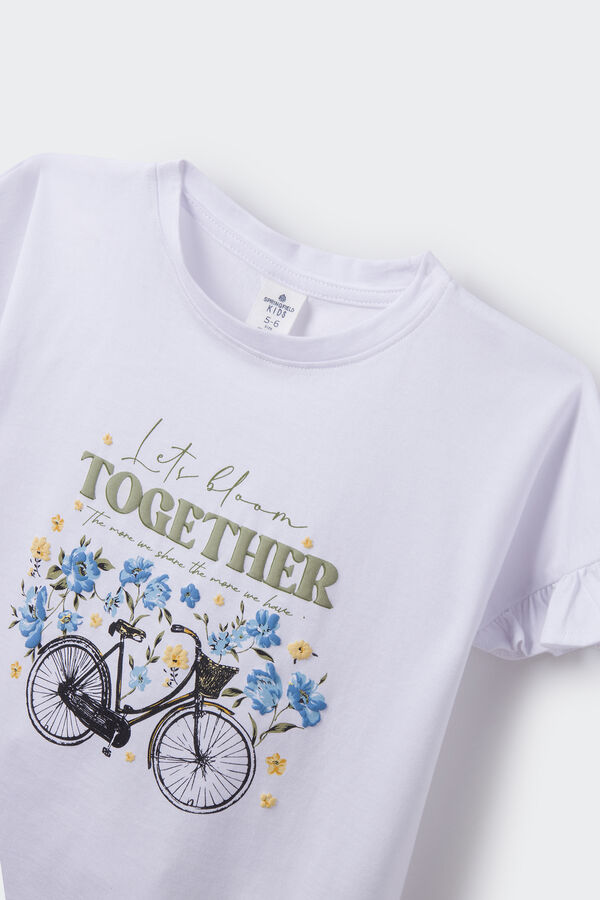 Springfield Kids Camiseta flores bici niña blanco