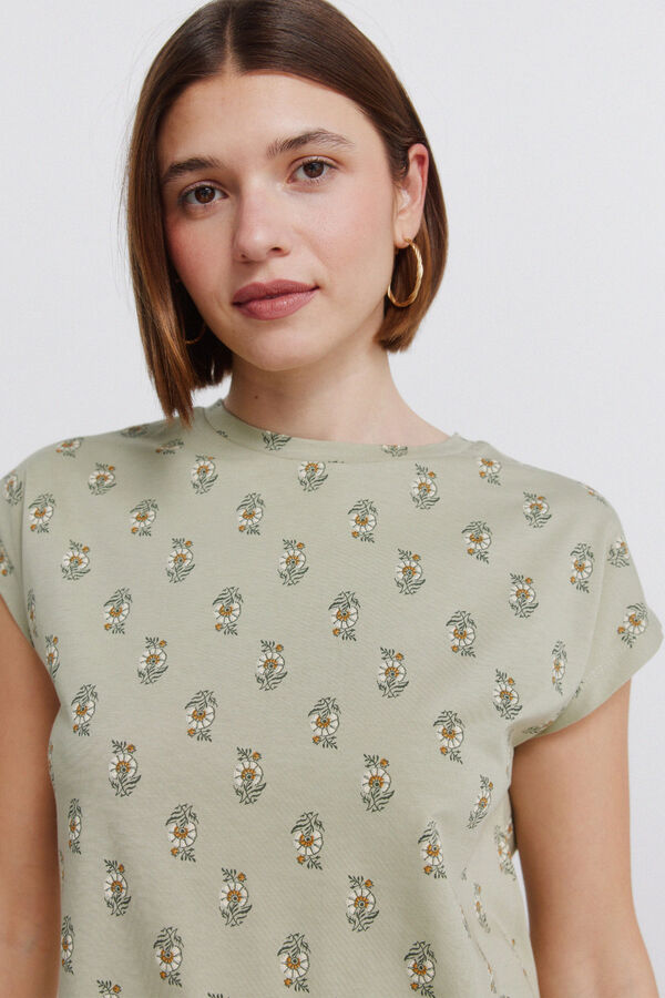 Springfield T-shirt de manga curta estampada verde
