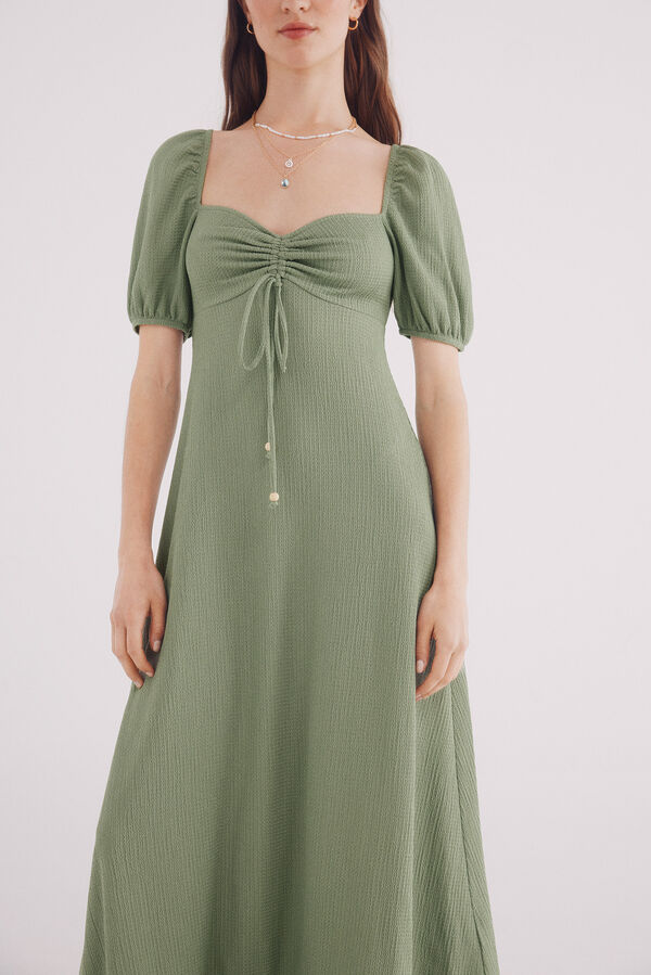 Springfield Vestido midi liso estructura verde
