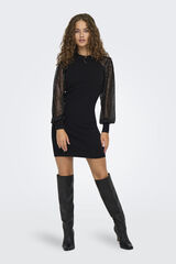 Only Vestido ajustado corto liso negro