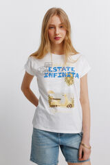 Springfield T-shirt de manga curta com desenho bege