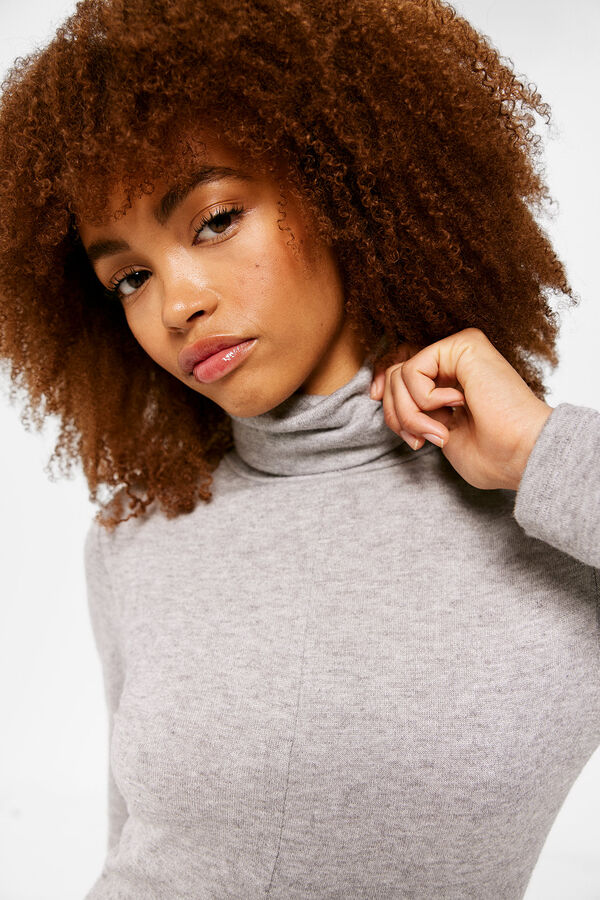 Springfield Vestido Midi Punto Cuello Alto gris