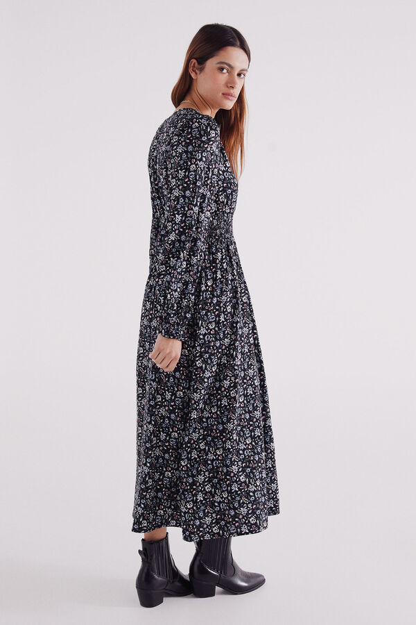 Springfield Vestido midi estampado negro