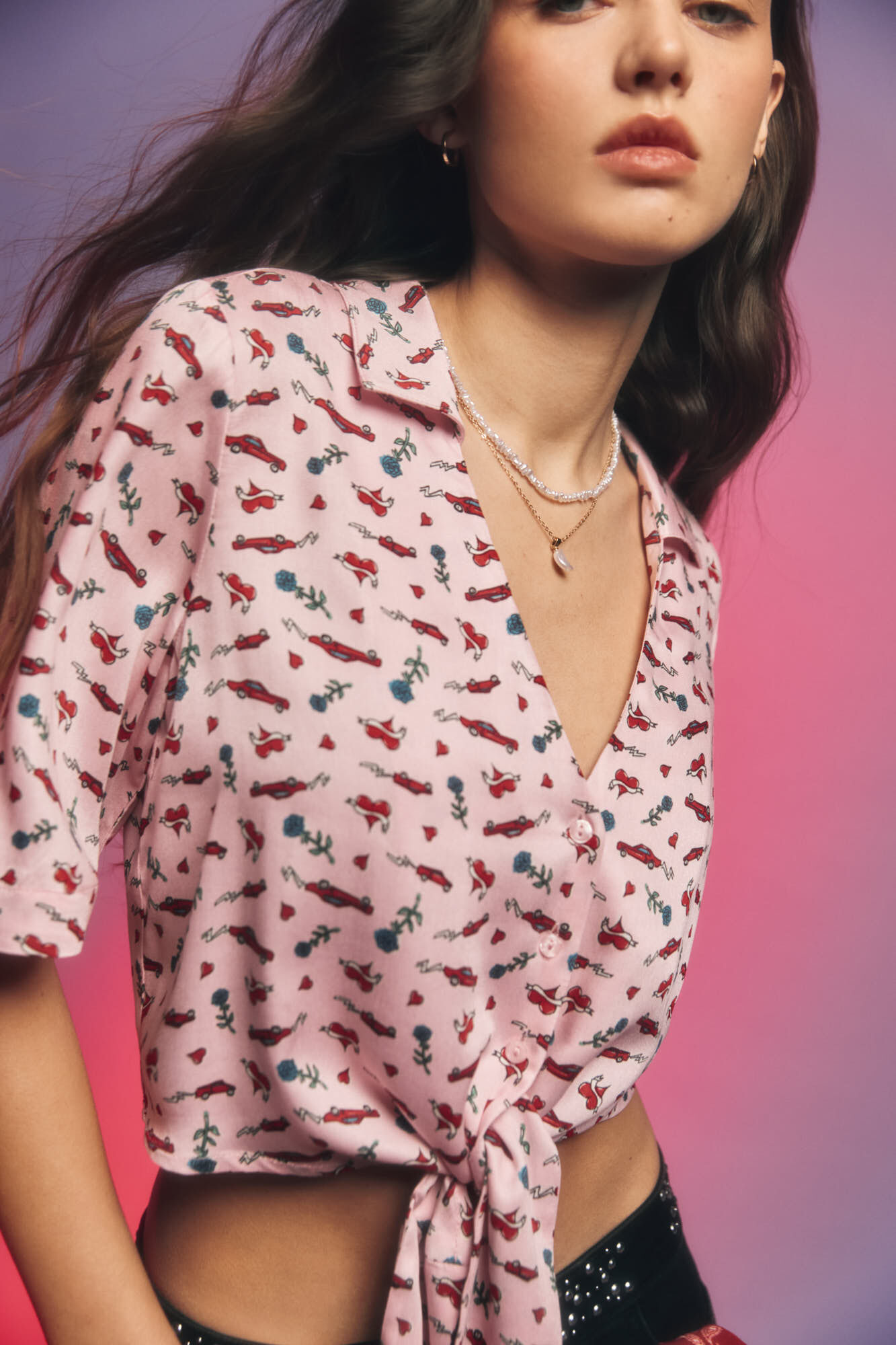 Springfield Blusa estampada nudo