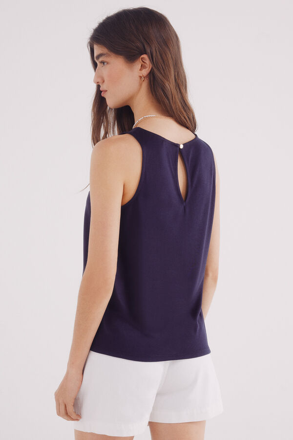 Springfield Camiseta lisa bi-mat&eacute;ria azul