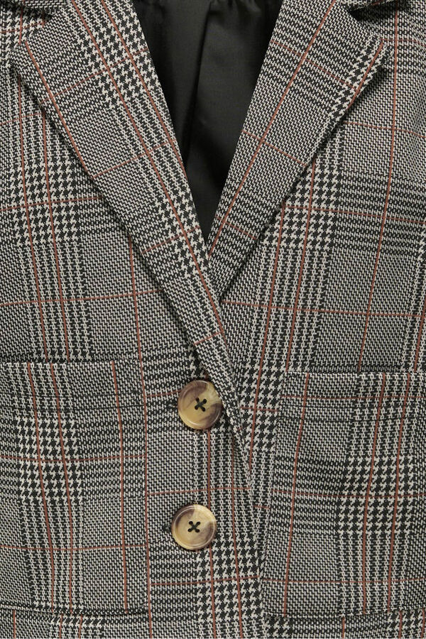 Only Girls Blazer curto de xadrez escoc&ecirc;s castanho