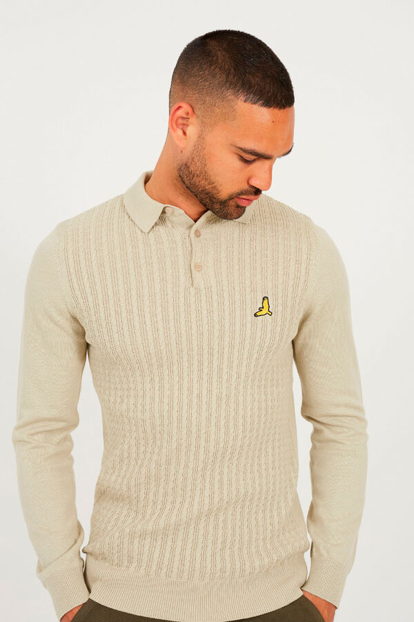 Brave Soul Jersey cuello polo marfil