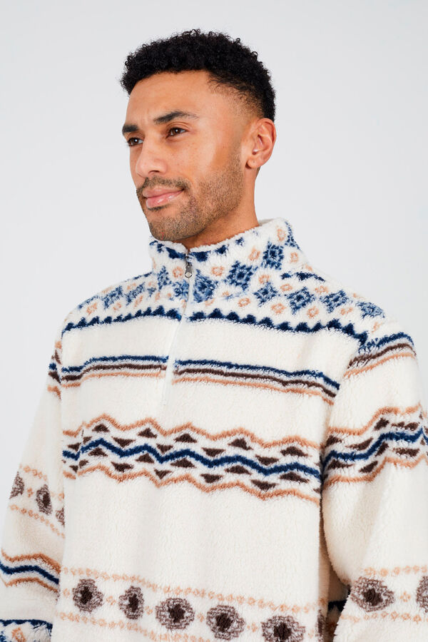 Brave Soul Sweatshirt com gola e fecho-&eacute;clair branco