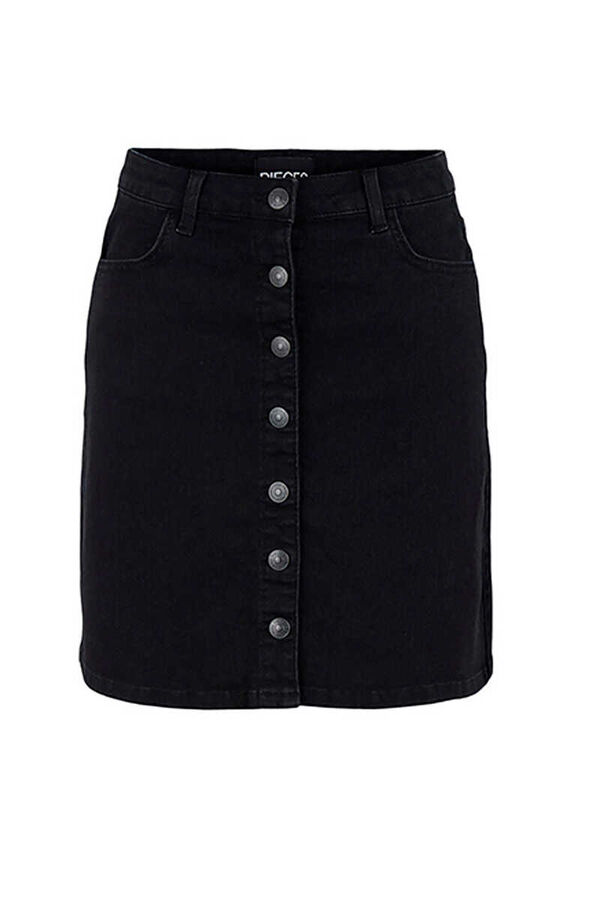 Pieces Falda mini denim negro