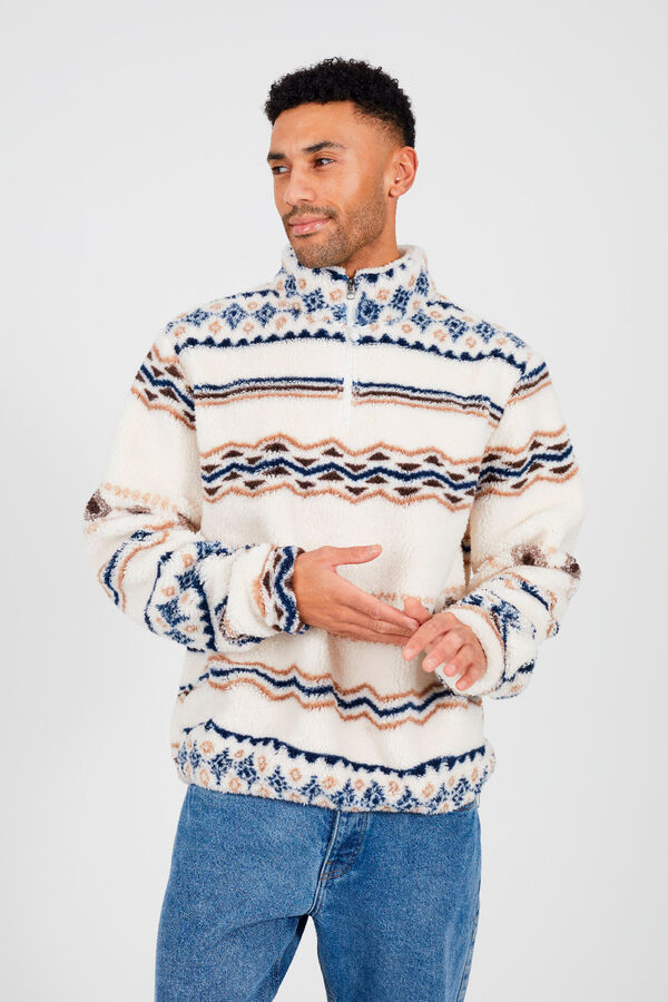 Brave Soul Sweatshirt com gola e fecho-&eacute;clair branco