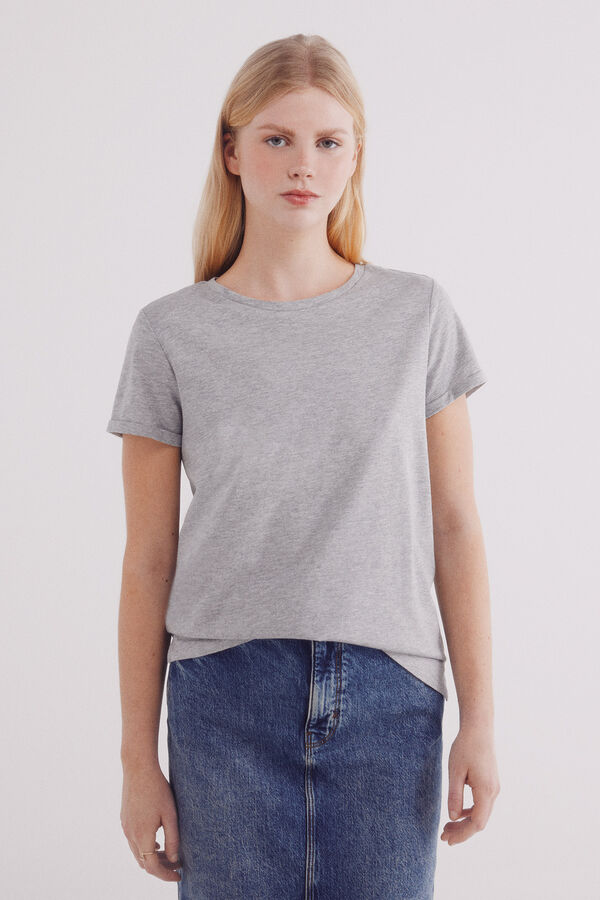 Springfield Camiseta b&aacute;sica de manga manga cinzento