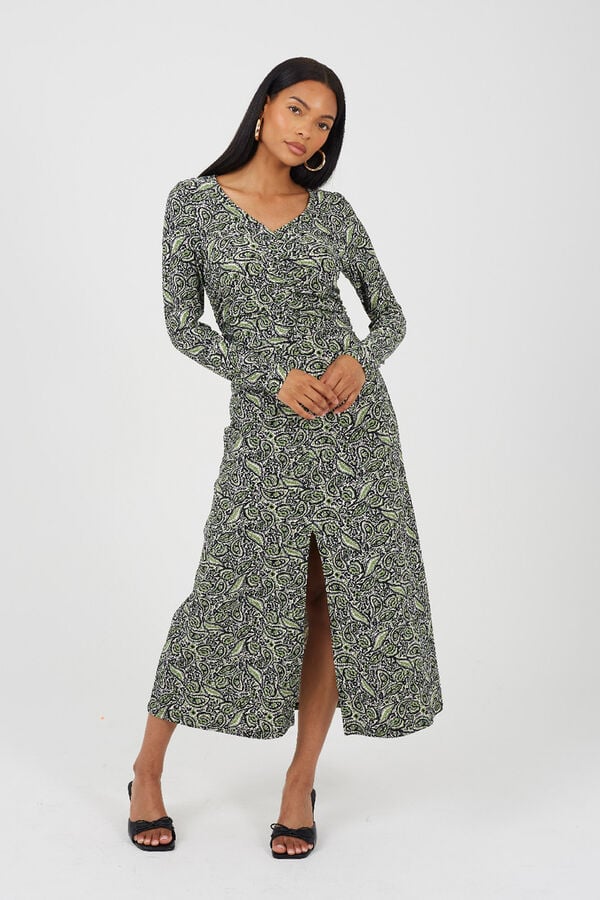 Brave Soul Vestido largo estampado verde