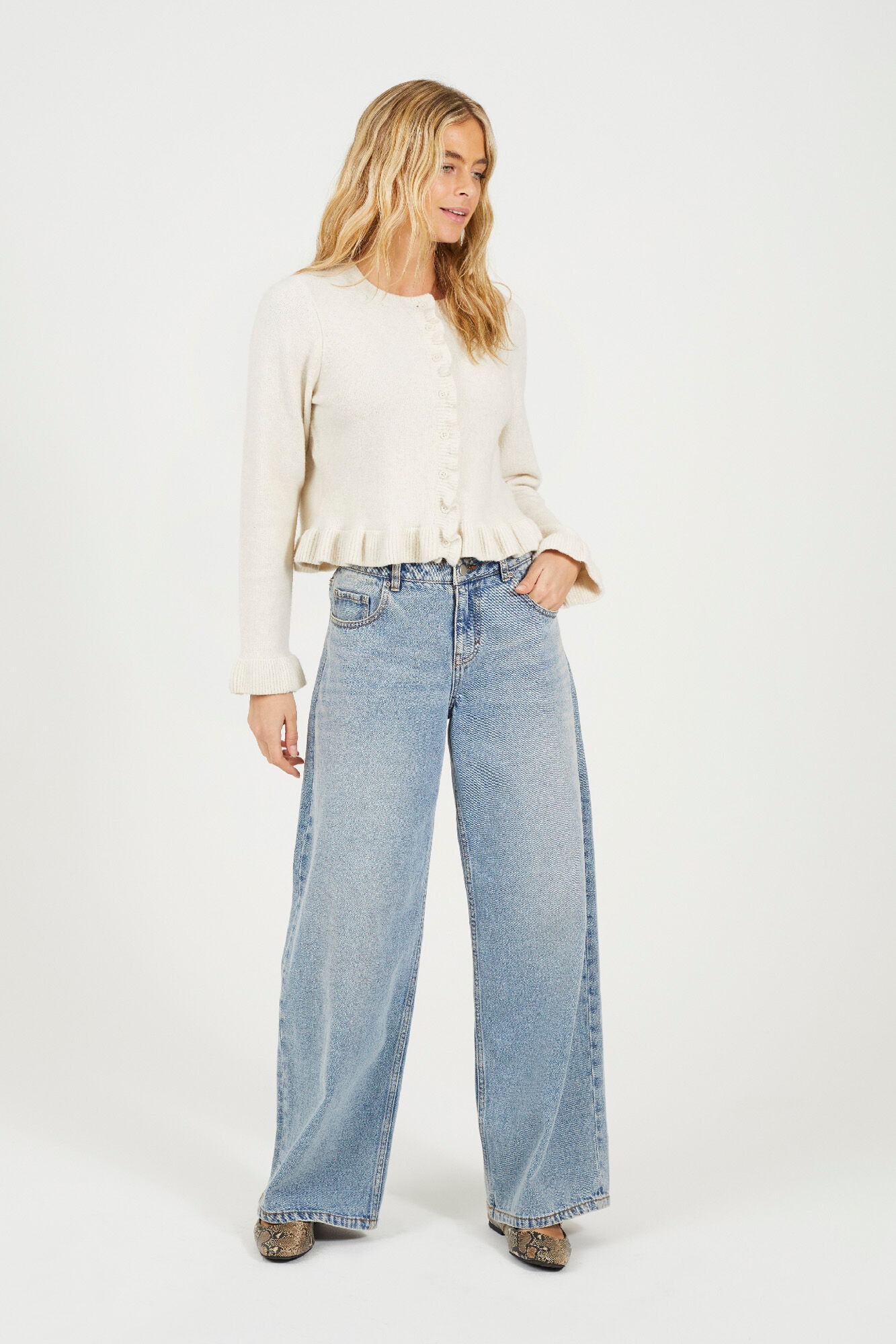Brave Soul Cardigan de malha com babados