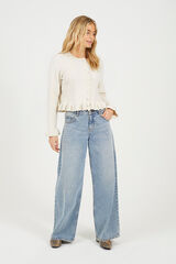 Brave Soul Cardigan de malha com babados bege