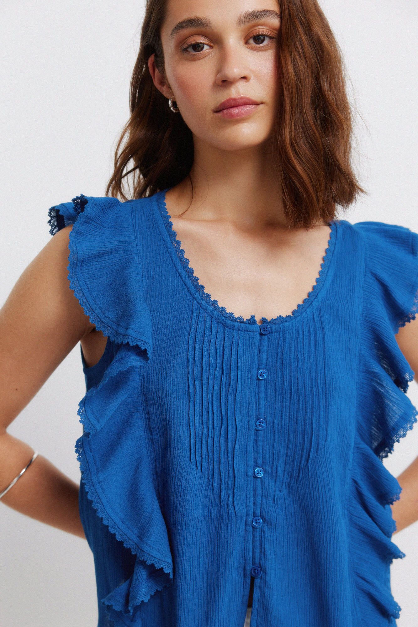 Springfield Blusa rom&aacute;ntica volantes