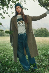 Springfield Abrigo largo cuadros doble abotonadura tostado