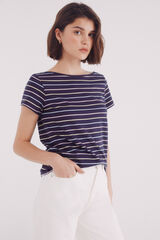 Springfield Camiseta semi entallada cuello barco azul