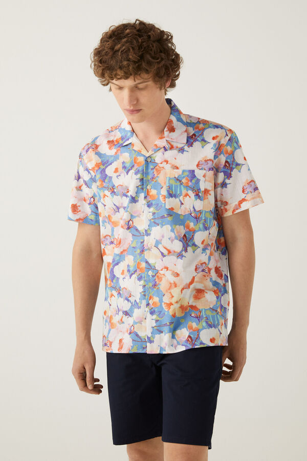 Springfield Camisa bowling estampado floral natural