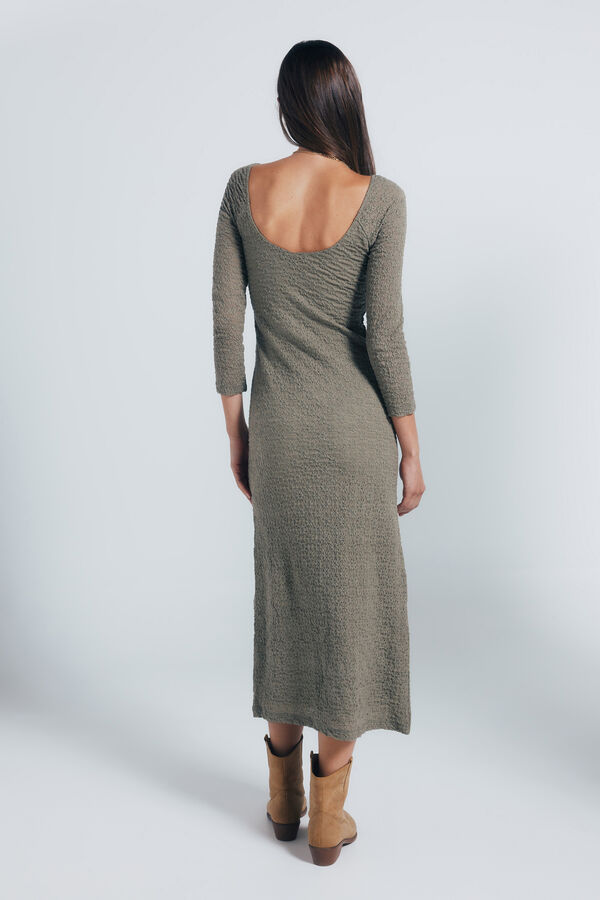 Springfield Vestido midi liso textura kaki