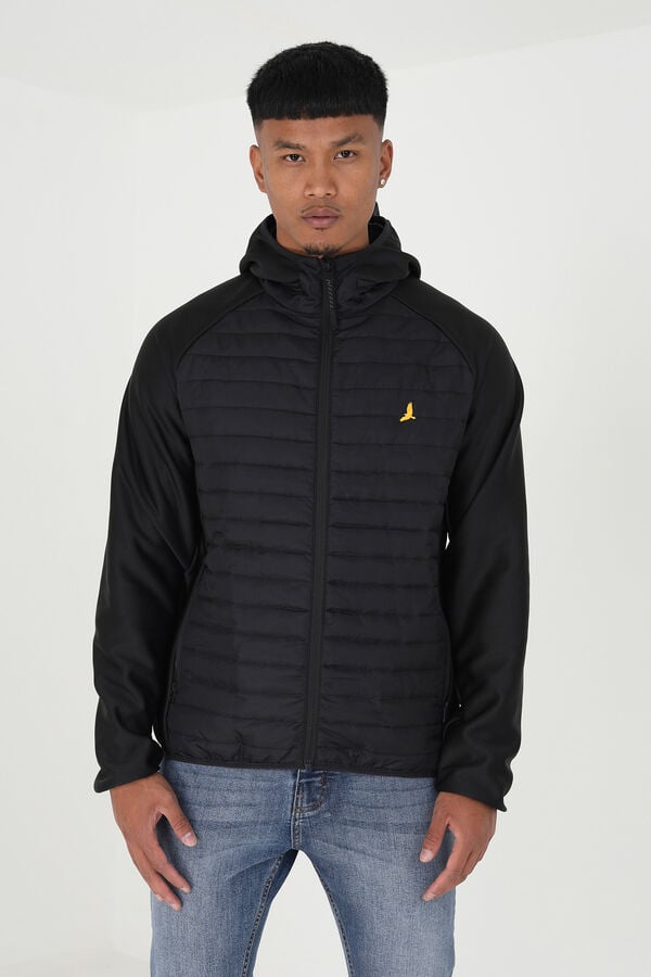 Brave Soul Casaco de penas acolchoado com capuz preto