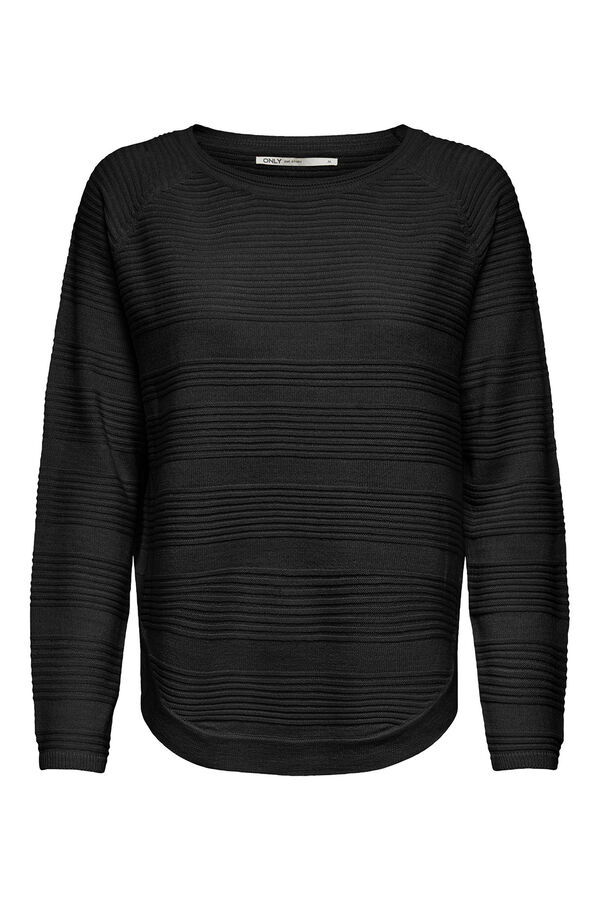 Only Camisola de manga comprida e gola redonda preto