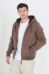 Brave Soul Sudadera con capucha y borrego marr&oacute;n