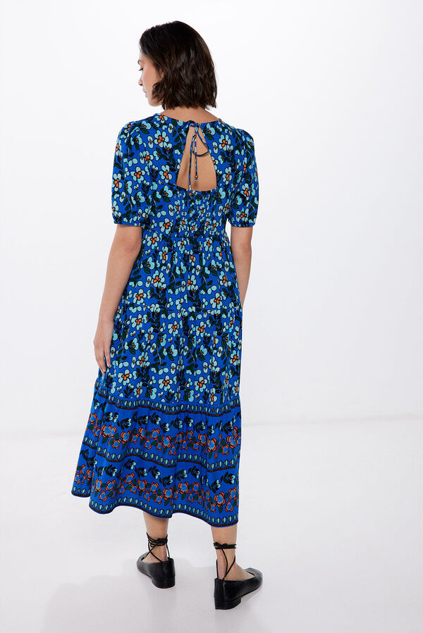 Springfield Vestido Midi Abertura Espalda Lino "Roots Studio" azul