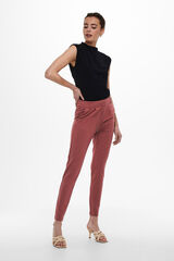 Only Cal&ccedil;a comprida reta el&aacute;stica de cintura alta vermelho