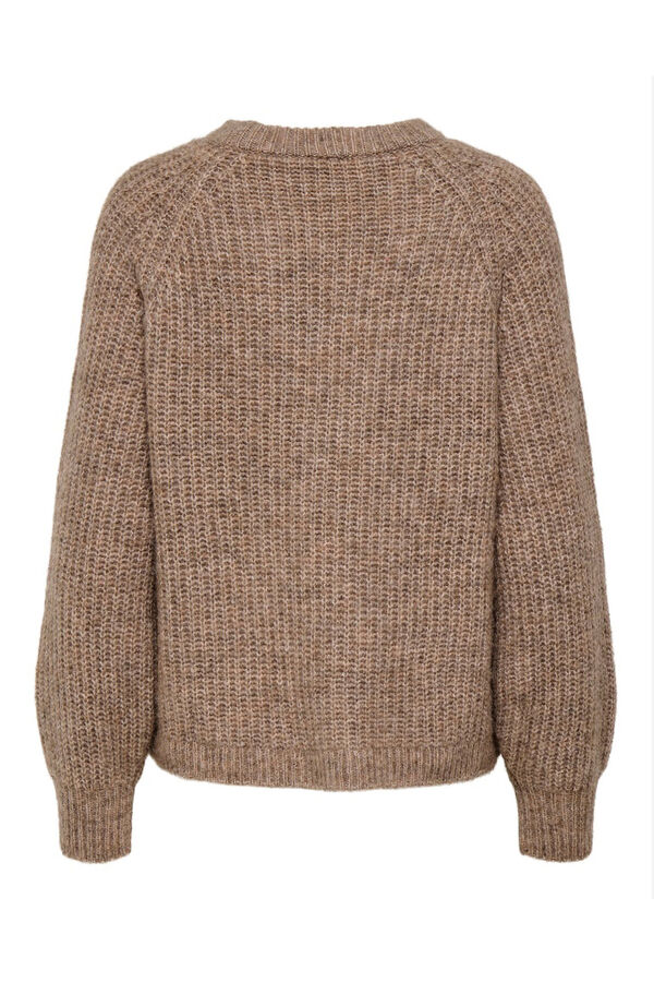 Only Camisola estruturado com gola redonda vison