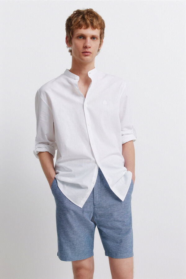 Springfield Bermuda em linho comfort slim fit azul