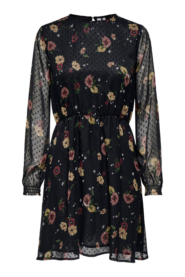 Only Vestido corto de gasa print floral negro