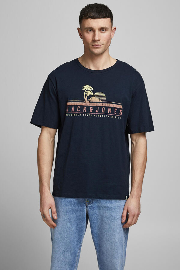 Springfield Camiseta algodón print navy