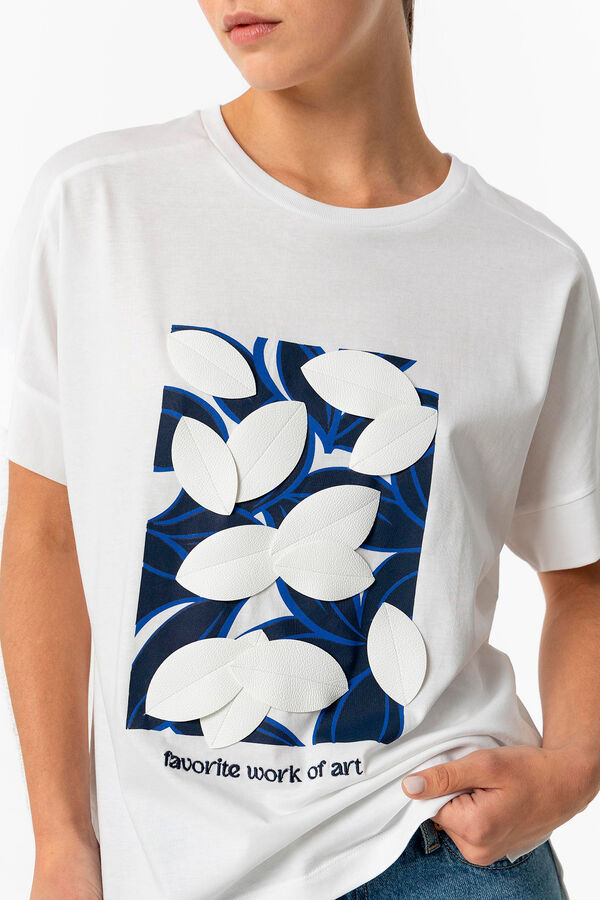 Tiffosi Camiseta Estampado con Apliques blanco