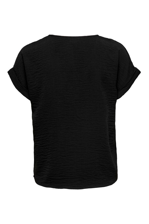 JDY Top cuello pico manga corta negro