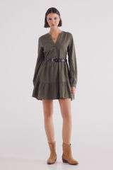 Springfield Vestido corto camisero bordados kaki