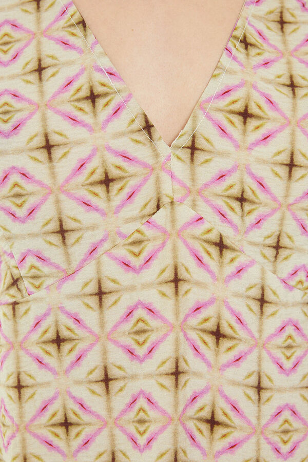 System Action Vestido curto com estampado geom&eacute;trica branco