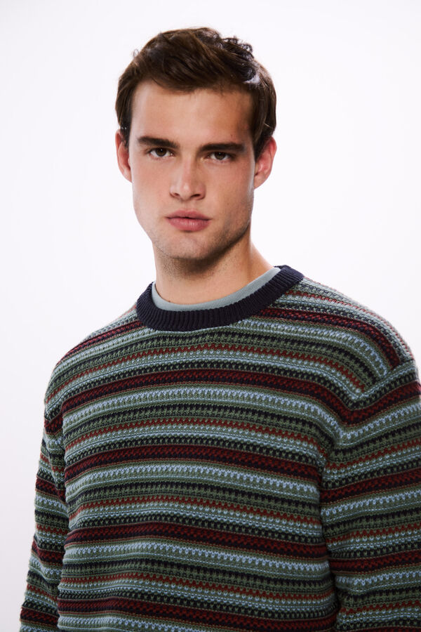 Springfield Suéter riscas estruturado azul