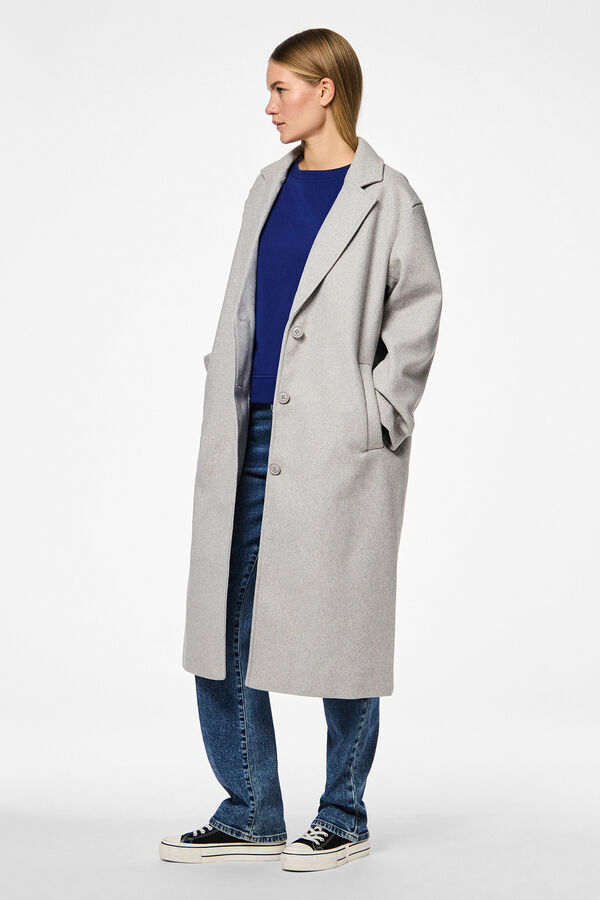 Pieces Sobretudo longo de pano cinzento