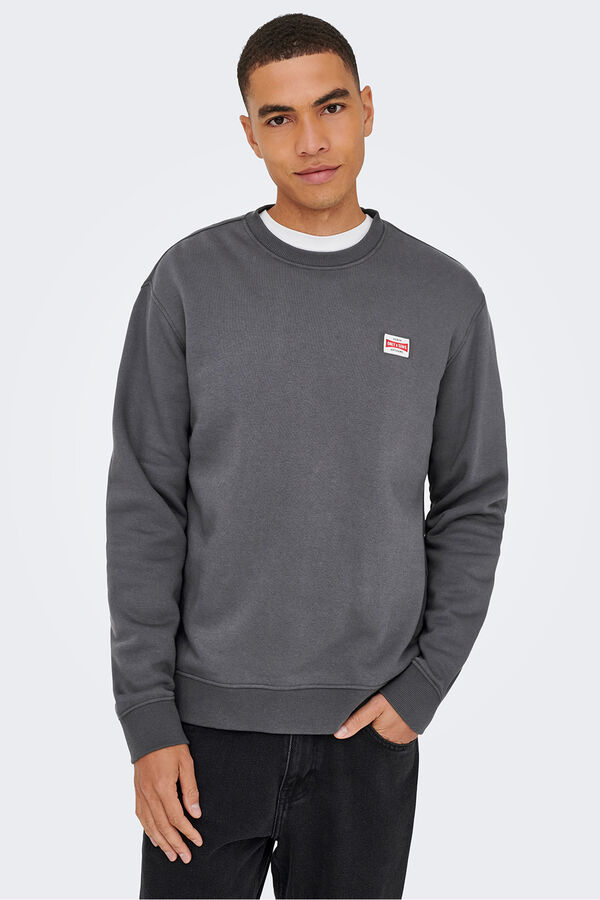 Only & Sons Sudadera con detalle frontal gris