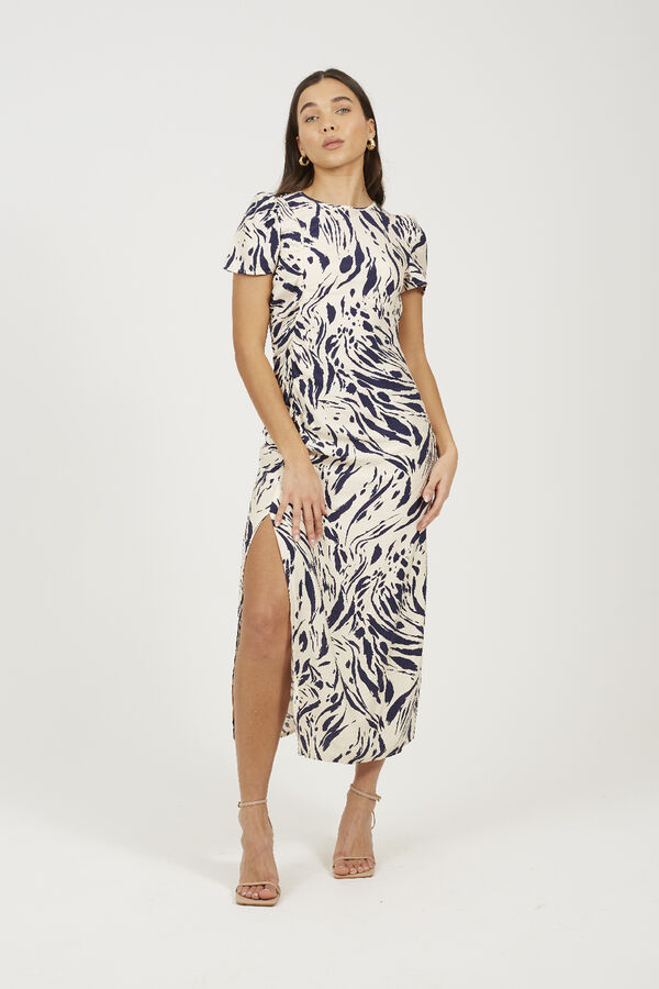 Brave Soul Vestido estampado de manga curta bege