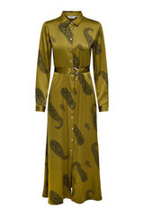 Only Vestido largo camisero satinado amarillo