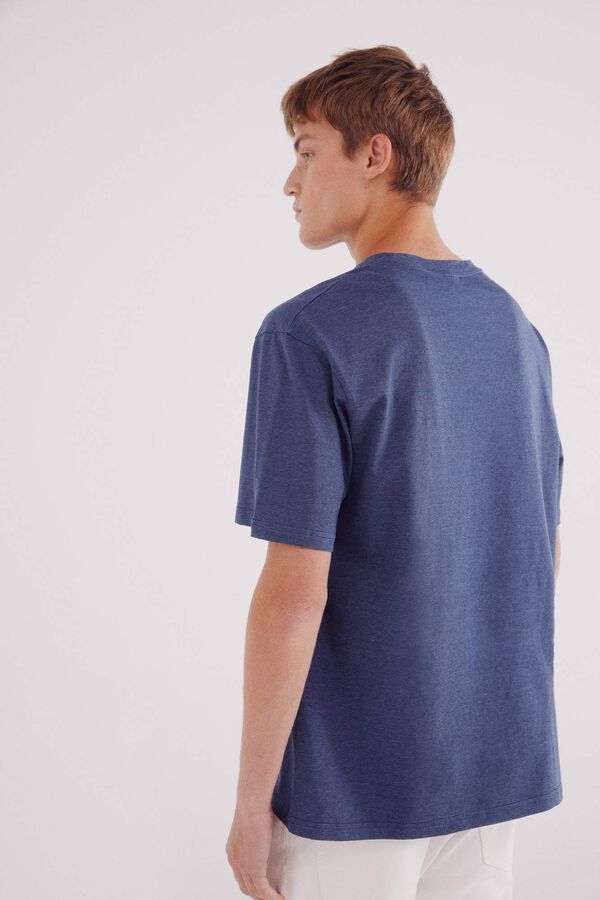 Springfield Camiseta micro listrada tecida azul