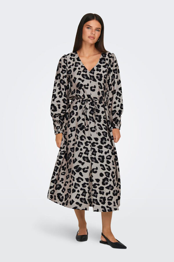 JDY Vestido de manga larga gris