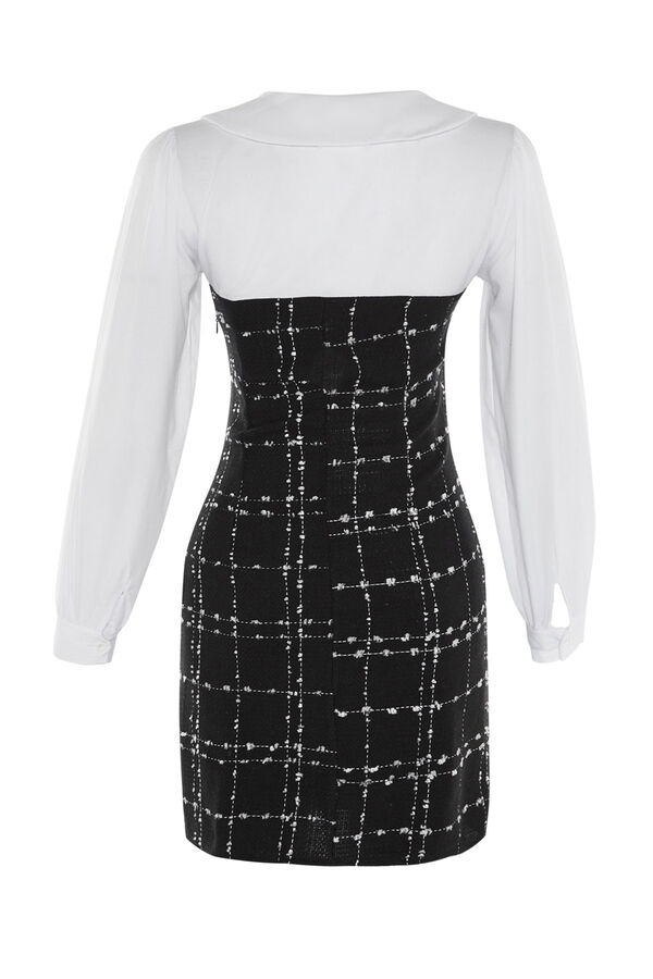 Trendyol Vestido mini cuello camisero negro